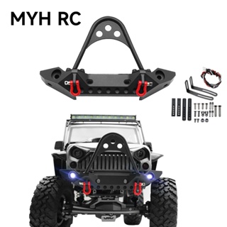 Myhrc กันชนหน้าโลหะ พร้อมไฟ Led อะไหล่อัพเกรด สําหรับรถไต่หินบังคับ 1/10 Axial SCX10 &amp; SCX10 II 90046 90047 TRX4