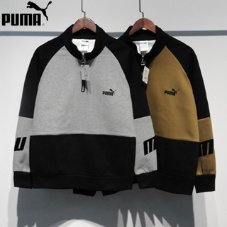 Puma ของแท้ 100% เสื้อกันหนาว คอกลม แบบสวมหัว มีซิปครึ่งหนึ่ง แฟชั่นสําหรับผู้ชาย