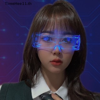 Timehee แว่นตากันแดด มีไฟ LED เรืองแสง สไตล์พังก์ วินเทจ หลา…