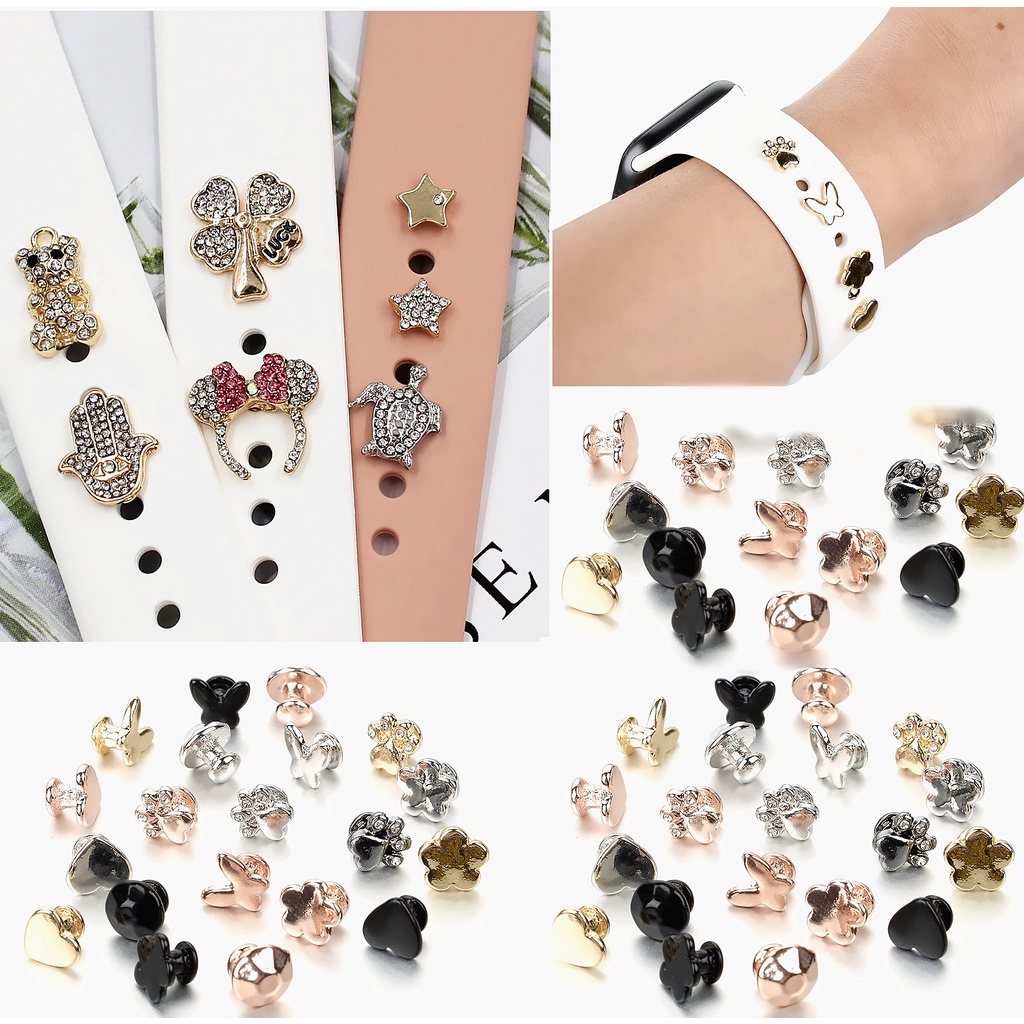 Diamond Symplectic Decoration Nail for IWatch Strap Silicone Bracelet Metal Paw Decorative Nails For watch Sport Strap Accessories Accessory Decoration ring