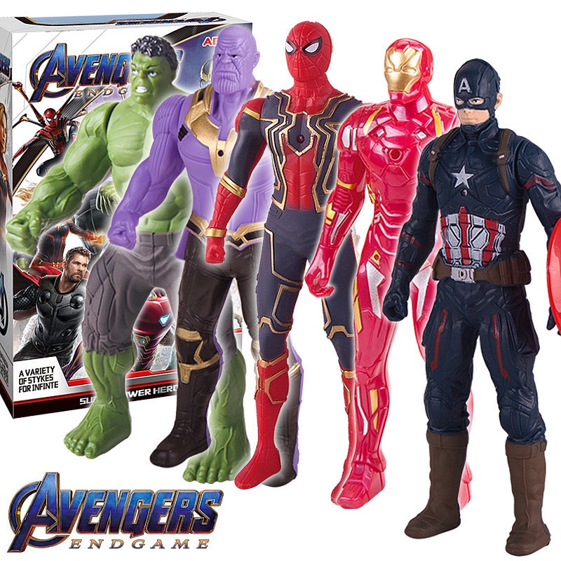ฟิกเกอร์ Spiderman Hulk Action Figure Thanos Captain America Iron man ขนาด 15 ซม. พร้อมกล่อง ของเล่นสําหรับเด็ก