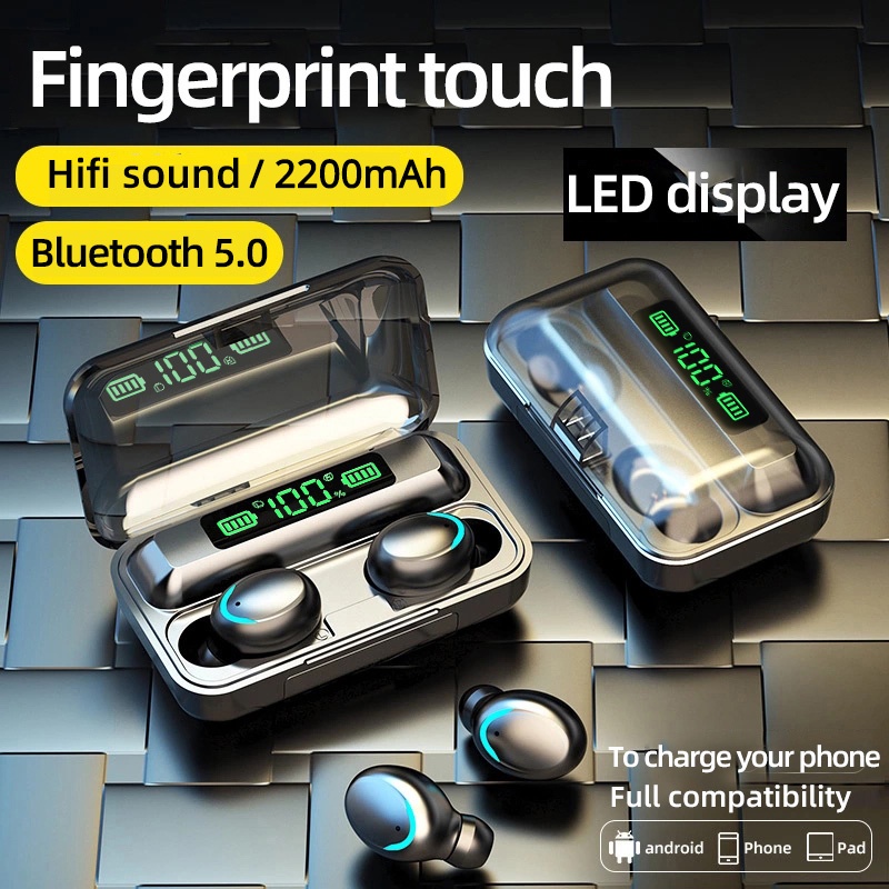 ของแท้ F9 5C TWS หูฟังบลูทูธไร้สาย พร้อมไมโครโฟน ตัดเสียงรบกวน 9D สเตอริโอ Hifi จอแสดงผล LED