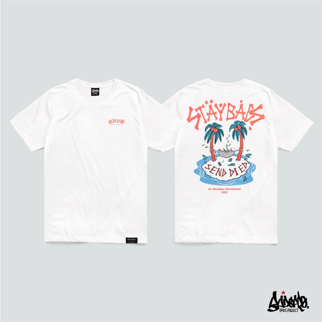 Just Say Bad ® เสื้อยืด รุ่น Island Skull สีขาว ( ลิขสิทธิ์แท้ ) แขนสั้น เสื้อยืดชาย หญิง M L XL 2XL / TS