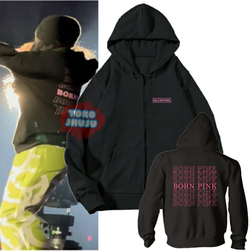 Yunuing Store Hoodie ZIPPER / ZIPPER Lisa BP Bornpink Concert 7 แถวการพิมพ์หน้าจอด้านหลัง
