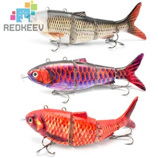 Redkeev Robotic Fishing Lure เครื่องแกว่งไฟฟ้า 4 ตอนว่ายน้ําอัตโนมัติ USB LED Light