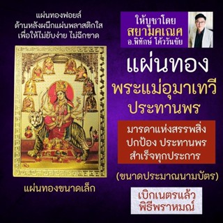 แผ่นทอง นวทุรคา หรือ พระแม่อุมาเทวี 9 ปาง รหัส U-10 พระแม่อุมา พระแม่ทุรคาเทวี 9 ปาง แห่งความสำเร็จ องค์เทพร่ำรวยเงินทอง