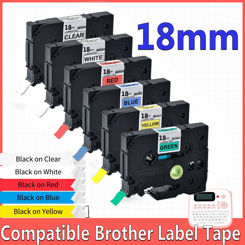 40pcs 18 มม.TZe141 TZe241 TZe441 TZe741 ใช้งานร่วมกับ Brother ป้ายเทปสําหรับ PT-D210 PT-D600 PT-D450