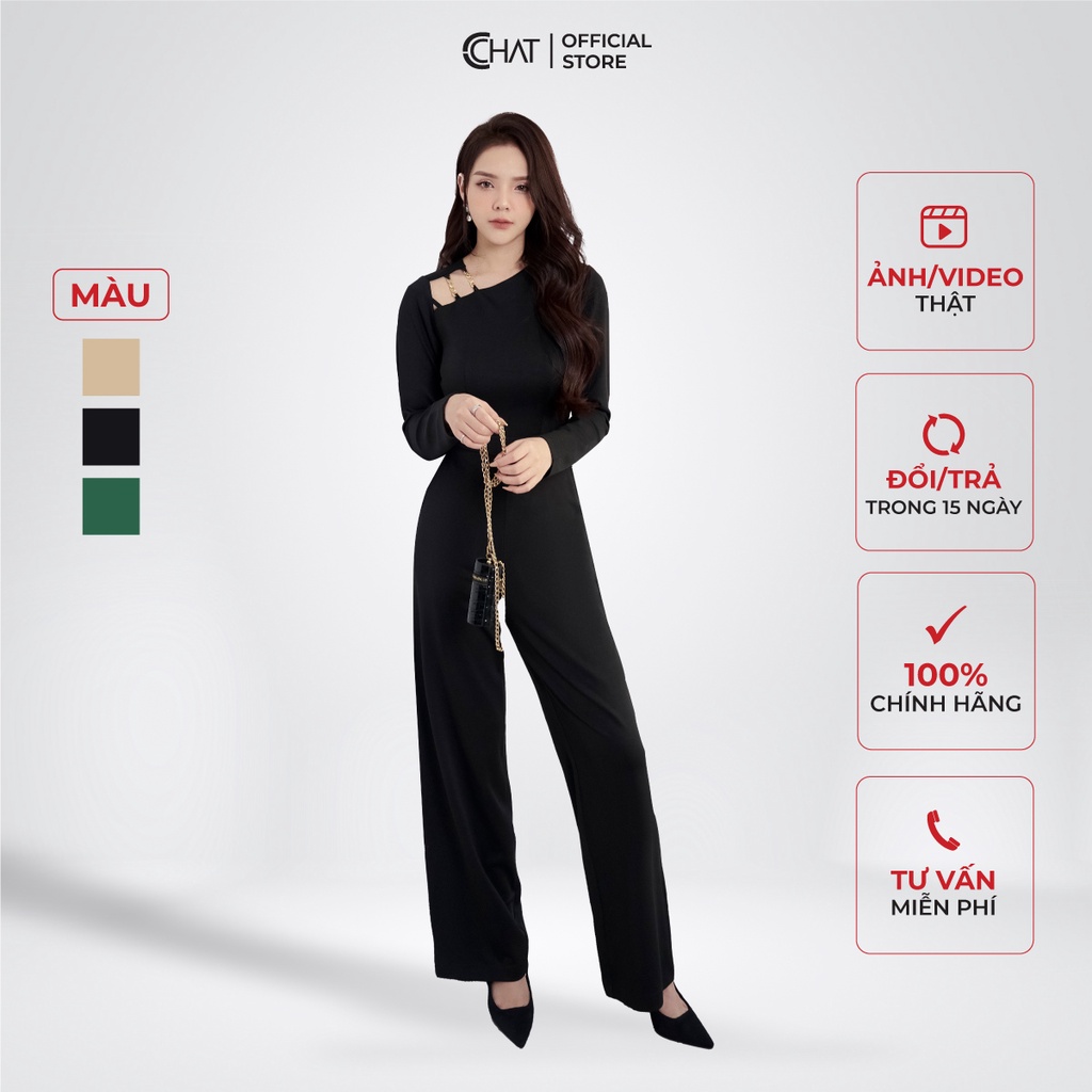 จั๊มสูทผู้หญิง CCHAT คอตรงยืดหยุ่นสูง 22JDC2002ST