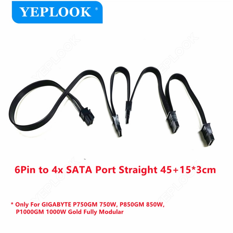 PCIe 6Pin ถึง 4 SATA ตรงไดร์เวอร์ SDD สายไฟสําหรับ GIGABYTE P750GM 750W, P850GM 850W, P1000GM 1000W 