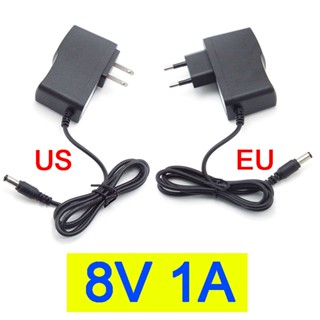 อะแดปเตอร์แปลงปลั๊กพาวเวอร์ซัพพลาย 8V 1A 1000ma AC 100V-240V DC 8 โวลต์ สําหรับสวิตช์ชาร์จกล้องวงจรปิด 5.5 มม. X2.5 มม. ปลั๊ก US EU