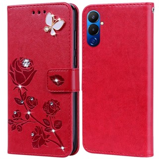 เคสโทรศัพท์มือถือหนัง ซิลิโคน พิมพ์ลายดอกกุหลาบ ลายนูน สําหรับ Tecno Pova Neo 2 Pova 4 Pro