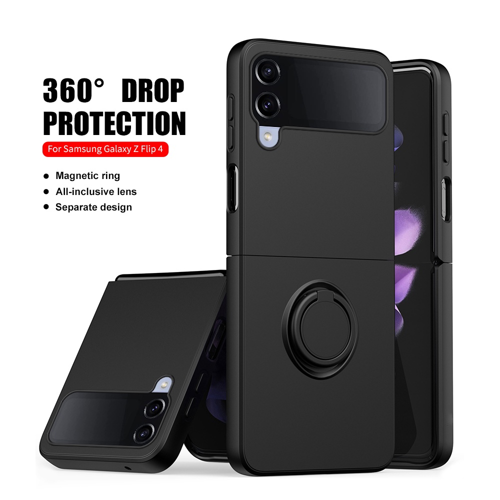 ZFlip4 Case Liquid Silicone Soft Cover For Samsung Galaxy Z Flip4 Flip 4 Car Magnetic Holder Ring Sh