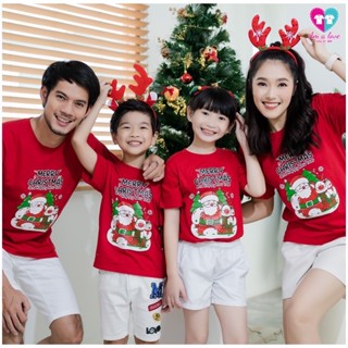 เสื้อยืด เสื้อทีม เสื้อครอบครัว เสื้อแก๊งค์ ลายMerry Xmas(ซานต้าเขียว)