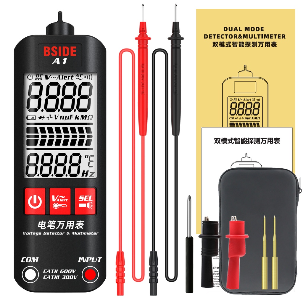 ABSIDE A1 Voltage Tester Detector Multimeter Color Display Non-Contact ...