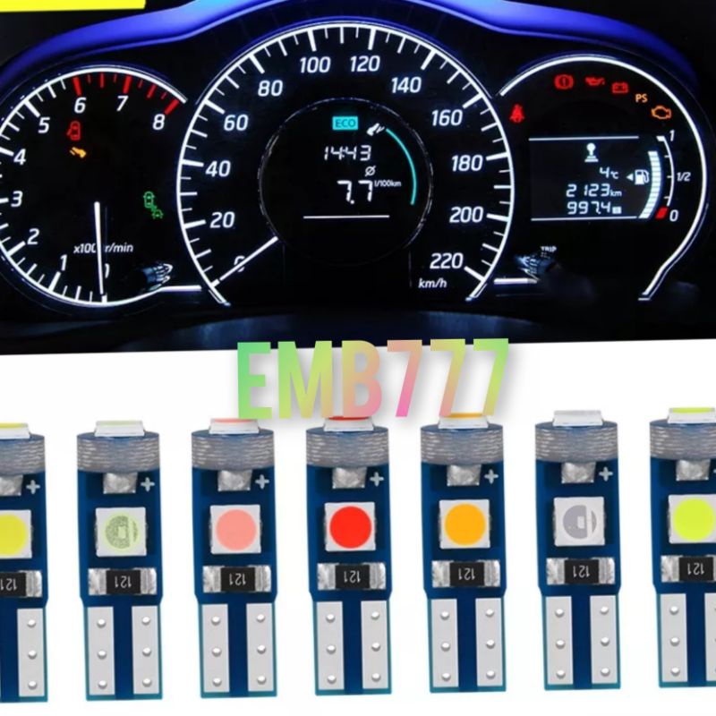 T5 W3W 1.2W 12VOLT DASHBOARD PANEL LED LIGHT BULB (PRICE สําหรับ 5 ชิ้น)