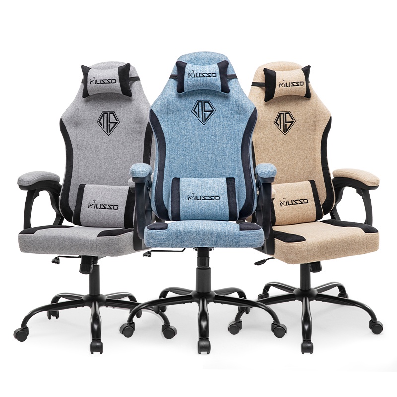 MUSSO 109B เก้าอี้เกมมิ่ง/สำนักงาน ผ้าเย็นไม่ลอก มีที่วางเท้า ปรับเอนได้ เก้าอี้เพื่อสุขภาพ Ergonomic รองรับสรีระ Gaming Chair Office Chair ราคา ถูกที่สุด ดีลบีเคเค