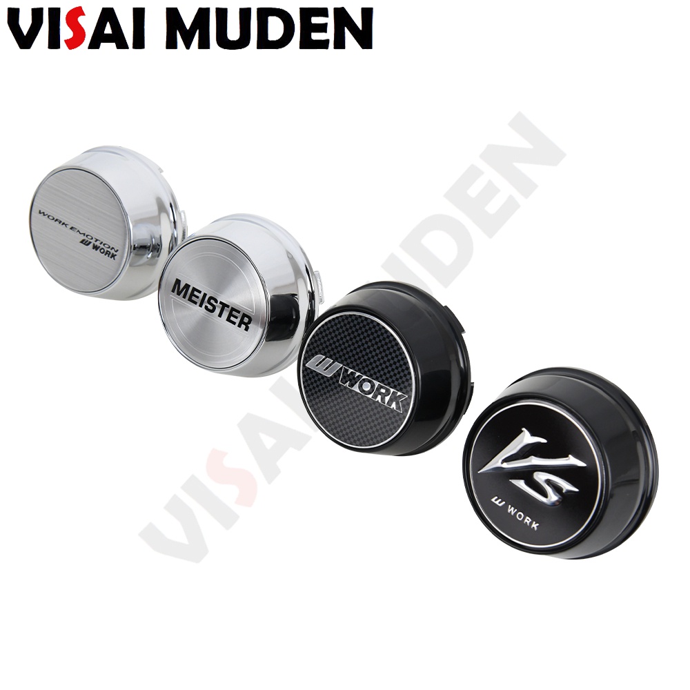1ชุด/4ชิ้น OD 66MM/ID 61มม ฝาครอบดุมล้อWORKโลโก้EQUIP MEISTER VSฝาครอบดุมล้อรถเก๋งแข่งรถครอบดุมล้อตั
