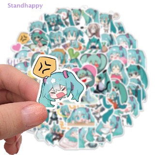 Standhappy ใหม่ สติกเกอร์ ลายการ์ตูน Hatsune Miku สําหรับติดตกแต่งกีตาร์ แล็ปท็อป กระเป๋าเดินทาง 65 ชิ้น