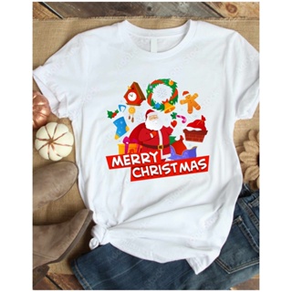 เสื้อยืดผ้าฝ้าย เสื้อยืดคริสต์มาสMerry Christmas Family Shirt