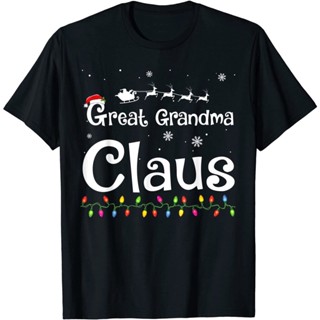 T-Shirt ชุดนอนเสื้อยืดพิมพ์ลาย Grandma Claus Funny แฟชั่นสําหรับครอบครัว ชุดคริสต์มาสใหม่