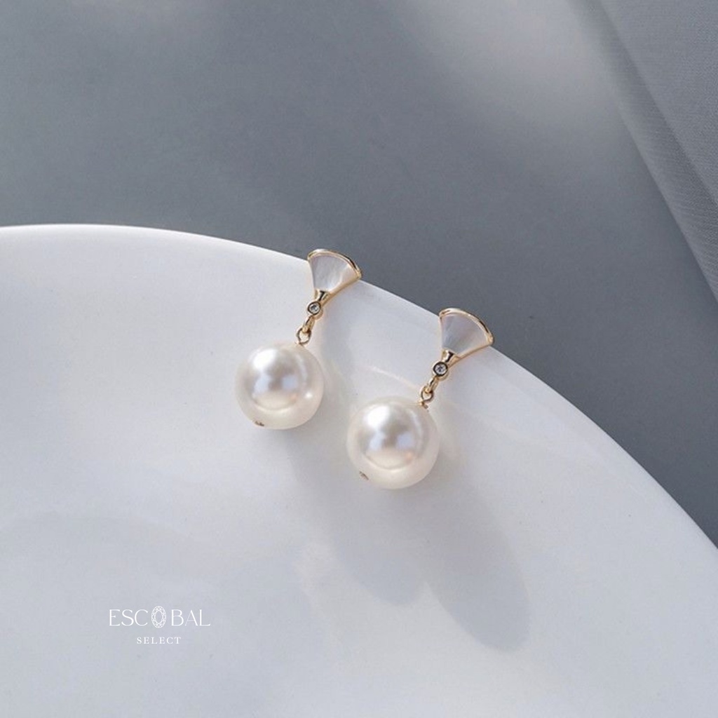 ESCOBAL✨ต่างหูไข่มุก Shell Pearl ต่างหูมุกธรรมชาติแท้100% ต่างหูเงินแท้ไม่แพ้ ตุ้มหูมุกแท้ ต่างหูมุกเกาหลี ตุ้มหูเงินแท้