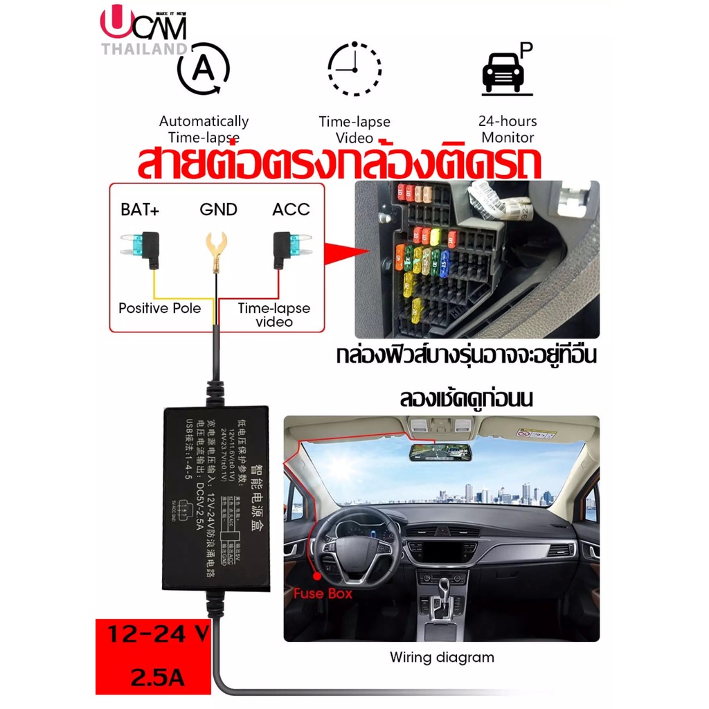 สายต่อตรงกล้องติดรถยนต์ mini usb ,micro usb และ tybe c [โปรดเลือกดีๆก่อนสั่งซื้อ]
