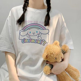 ♥เสื้อท็อป ลายสุนัข Cinnamon♥เสื้อยืดแขนสั้น ทรงหลวม พิมพ์ลายสุนัข Cinnamon น่ารัก เข้ากับทุกการแต่งกาย สไตล์ญี่ปุ่น สําหรับผู้หญิง