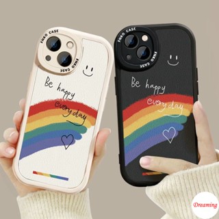 เคสโทรศัพท์มือถือ แบบนิ่ม ลายหน้ายิ้ม สีรุ้ง สําหรับ iPhone 15 14 13 12 11 Pro X XR XS Max SE 2020 6 6S 7 8 Plus