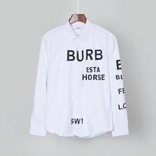 Burber เสื้อเชิ้ตแขนยาว โมโนแกรม นุ่มสบาย สําหรับผู้ชาย