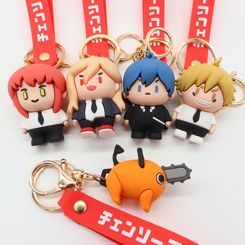 Pochita Denji Makima Power Aki in Chainsaw Man PVC Cobra พวงกุญแจตุ๊กตามังงะ