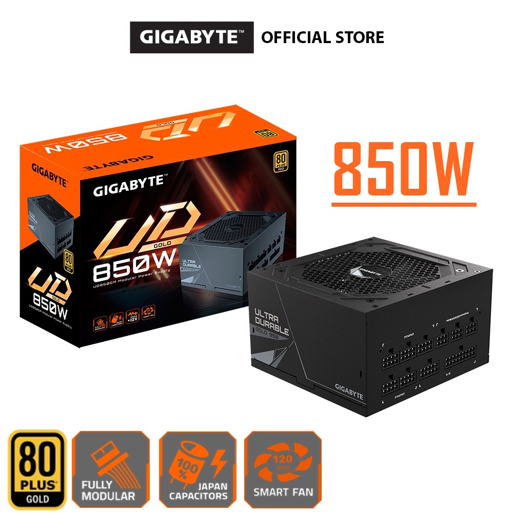 POWER SUPPLY (อุปกรณ์จ่ายไฟ) GIGABYTE UD850GM - 850W UD750GM - 750W (80 PLUS GOLD) รับประกัน 5 - Y