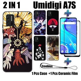 2 IN 1 เคสโทรศัพท์มือถือ เซรามิค กันรอยหน้าจอ ทรงโค้ง ลายนารูโตะ สําหรับ Umidigi A7S