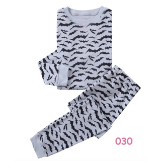 L-KAB-030 ชุดนอนเด็กชาย Cotton 100% เนื้อบาง สีเทา ลายค้างคาว