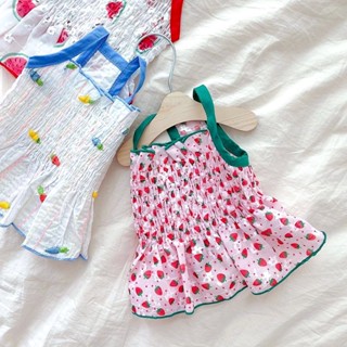 💥พร้อมส่ง💥B02 กระโปรงลายสตอเบอรี่ เสื้อผ้าสัตว์เลี้ยง เสื้อหมา เสื้อแมว