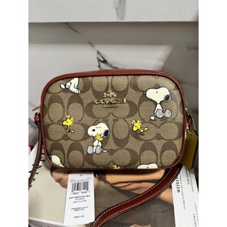 พร้อมส่ง Coach X Peanuts Mini Jamie Camera Bag In Signature Canvas With Snoopy Woodstock Print#CF248