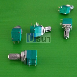 โพเทนชิโอมิเตอร์ Potentiometer วอลลุ่ม ไฟฉาย VR ปรับค่า 5 ขา B1K ถึง B500K #5 ขา เขียว (1 ตัว)