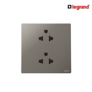 Legrand เต้ารับคู่มีกราวด์ สีเทาดำ 1G EURO-US 16A 2x2P+Earth Socket รุ่นมาเรียเซนต์ |Mallia Senses|Dark Silver |281104DS