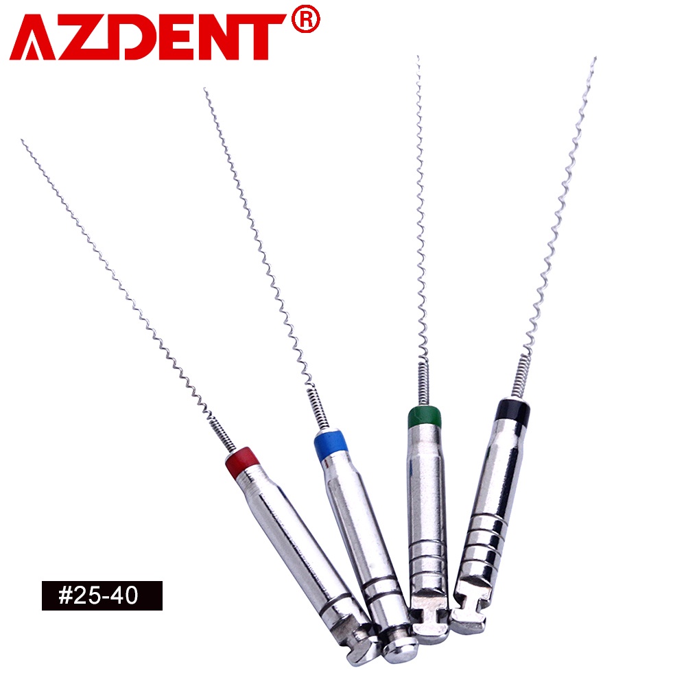 4pcs/Box AZDENT 25mm 25#-40# Dental Rotary Paste Carriers Spiral Filler Lentulo Assorted Engine Filling Paste Dentistry