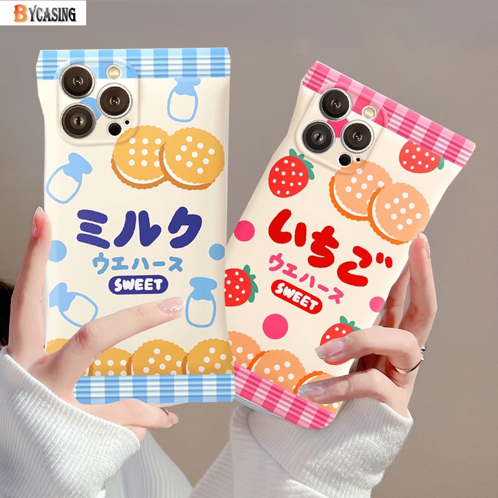 เคสโทรศัพท์มือถือแบบนิ่ม TPU ลายสตรอเบอร์รี่ นม กราฟฟิตี้ ขนมขบเคี้ยว สําหรับ OPPO A57 2022 A77S A16