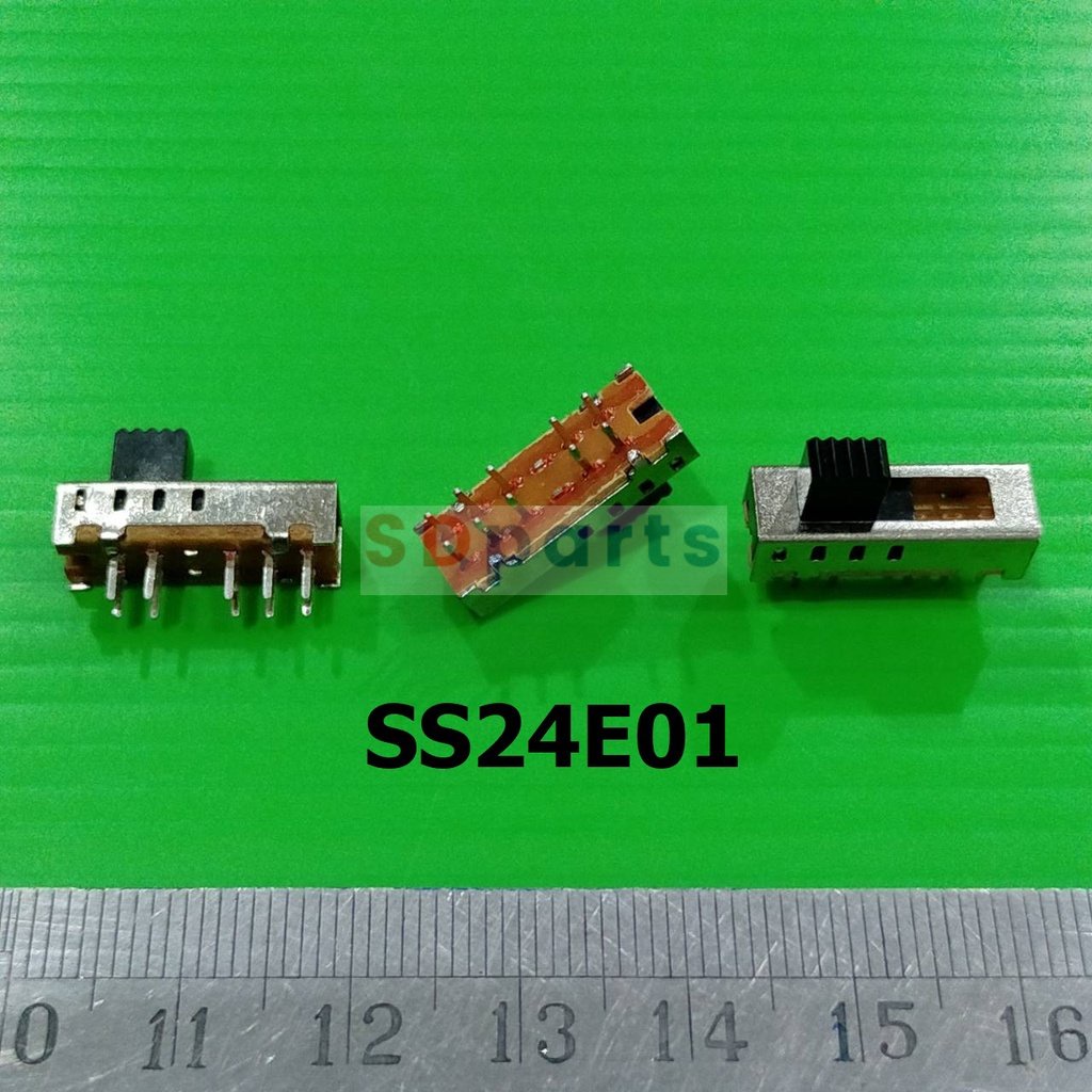 สวิทช์ เลื่อน Slide switch Toggle switch 10 ขา ขนาด 6.2x18.1mm #สวิทช์เลื่อน(10ขา,SS24E01) (1 ตัว)