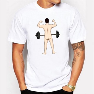 เสื้อยืดลําลอง แขนสั้น คอกลม พิมพ์ลาย Naked Barbell Fit แฟชั่นฤดูร้อน สไตล์สตรีท สําหรับผู้ชาย