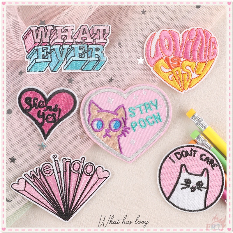 แผ่นรีดติดเสื้อ ลาย Loving Is Easy - I Don't Care แผ่นแพทช์รีดร้อน สีชมพู DIY สําหรับเย็บตกแต่งเสื้อผ้า 1 ชิ้น