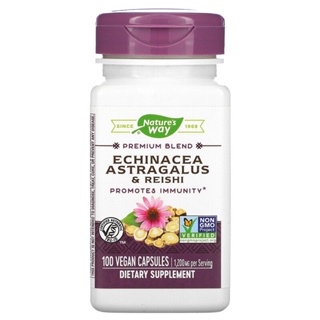 อึ่งคี้ ปักคี้ หวงฉี  Natures Way, Echinacea Astragalus &amp; Reishi, 400 mg, 100 Vegan Capsules, อเมริกา