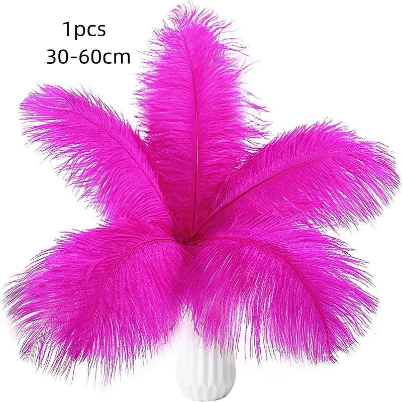 ขนนกกระจอกเทศ ขนาด 30-60 ซม. 12-24 นิ้ว สีแดงกุหลาบ สําหรับตกแต่งบ้าน แจกัน งานหัตถกรรม ปาร์ตี้คริสต์มาส งานแต่งงาน DIY 1 ชิ้น