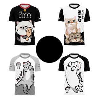 พร้อมส่ง จัดส่งในชีวิตประจําวัน เสื้อยืด พิมพ์ลายแมว NEKO CAT สีเทา สีดํา