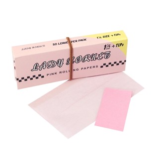 กระดาษกลิ้ง สีชมพู ขนาด 78 มม. 1/4 คิงไซซ์ พร้อมปลาย