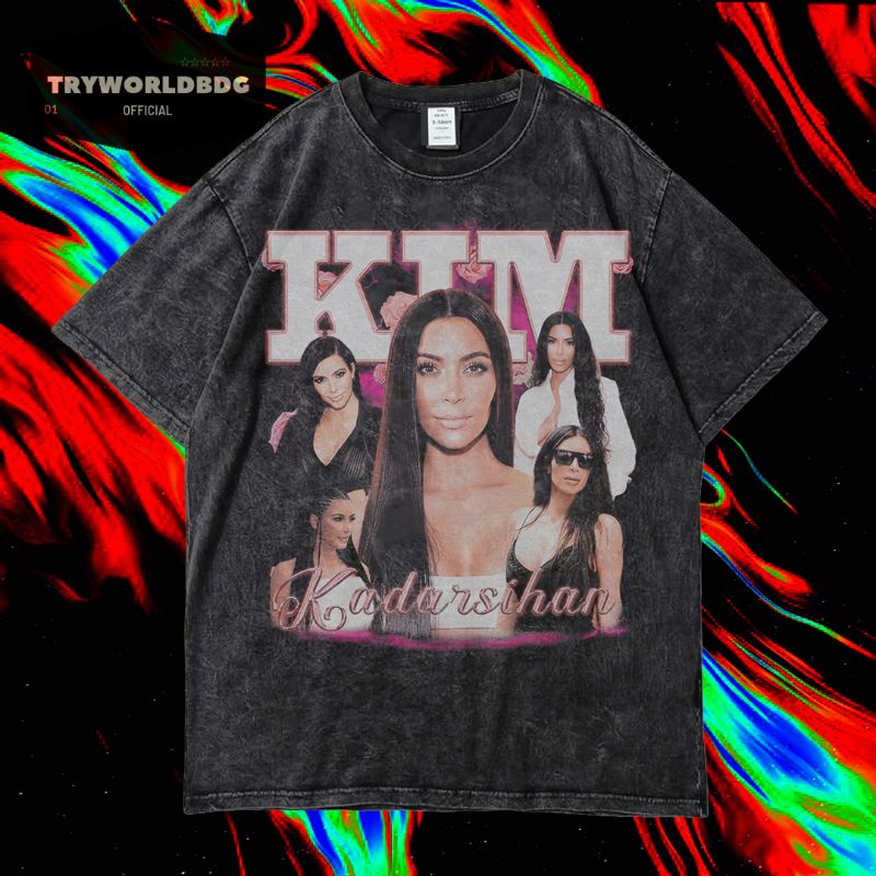 TRYWORLDBG OFFICIAL "KIM KARDASHIAN" เสื้อยืด OVERSIZED | เสื้อยืด WASHED | ล้างหิน | เสื้อยืด OVERS