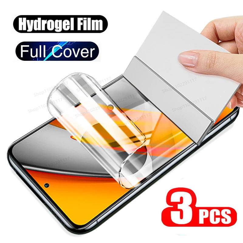 3Pcs Hydrogel ฟิล์มสําหรับ Xiaomi Poco C40 F2 F3 F4 M3 M4 M5 M5s X3 X4 Pro GT 4G 5G NFC ป้องกันหน้าจ