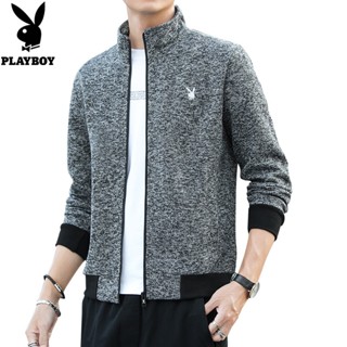 Playboy เสื้อกันหนาวคาร์ดิแกน แบบหนา สไตล์ลําลอง