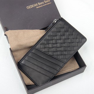 2022 New Men&amp;#39;s Zipper Card Case Luxury Brand Wallet Woven Leather Card Holder Large Capacity Fashion Coin Purse Cowh